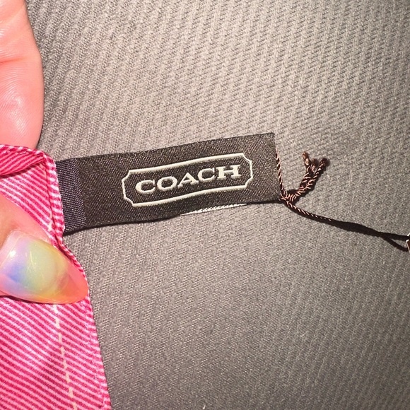 NWT Coach Pink and Brown Logo Silk Scarf - Picture 6 of 7